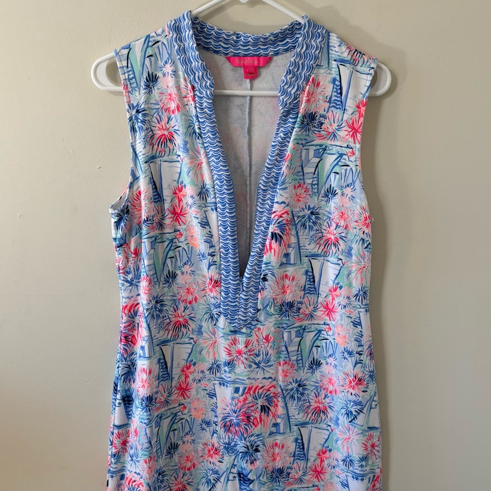 Lilly Pulitzer Larsen Shift Dress Sea to Shining Sea Engineered Shift Dress Sz M - Picture 4 of 12